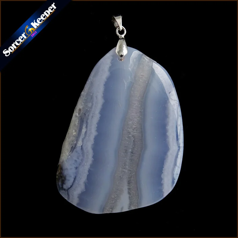Настоящее натуральное драгоценное камень синий халцедон Кристалл ожерелье и