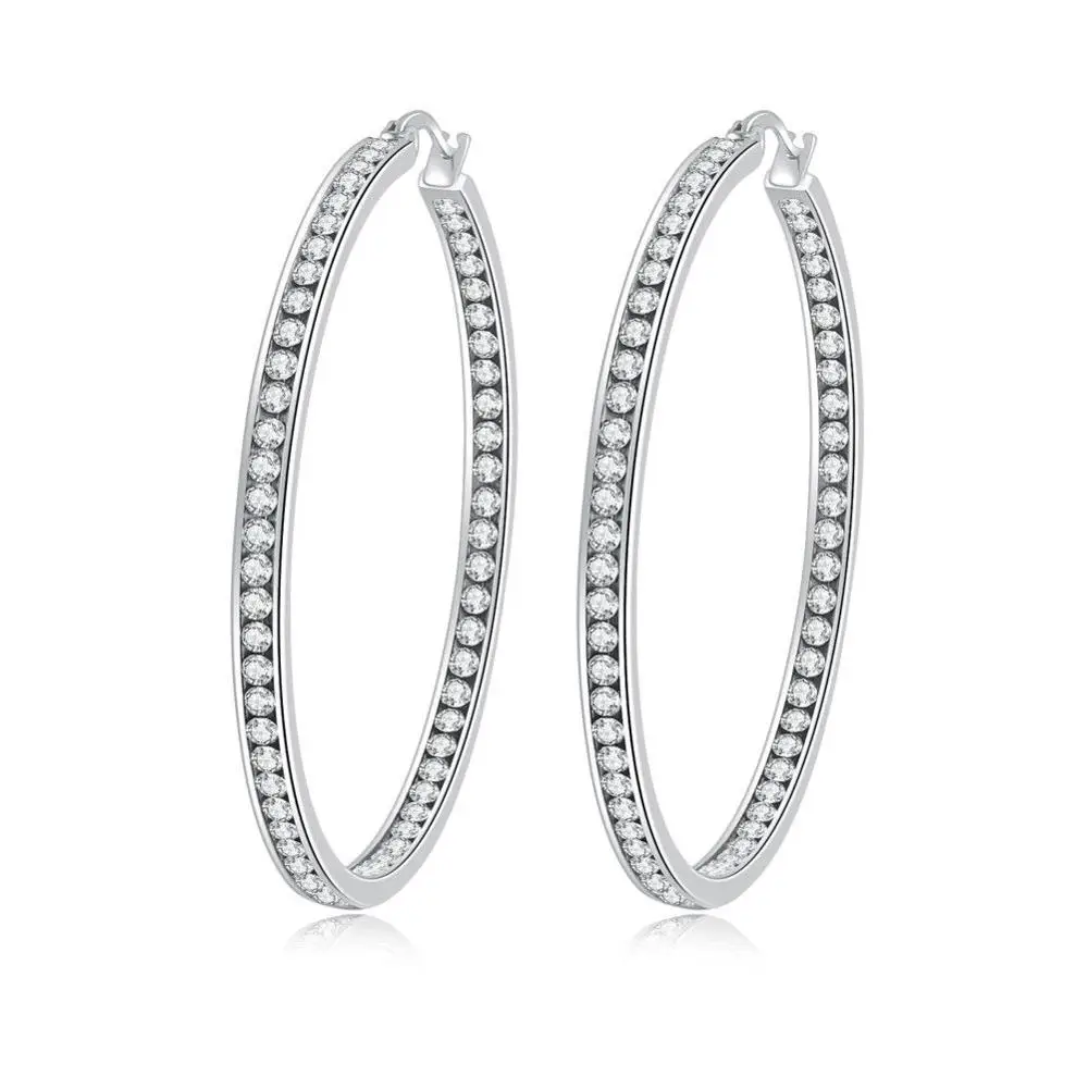 Silver CiNily, 9 тонов, серебро, розовое золото, черный цвет, серьги-кольца, нержавеющая сталь, CZ кристалл, большой круглый круг, рок, панк, полностью ювелирное изделие - Окраска металла: Silver