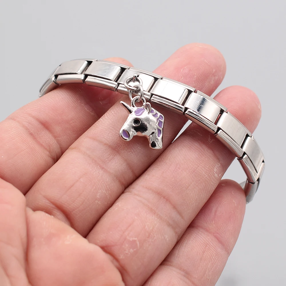 Hapiship 9 мм ширина оригинальная Маргаритка Фиолетовый единорог итальянский шарм