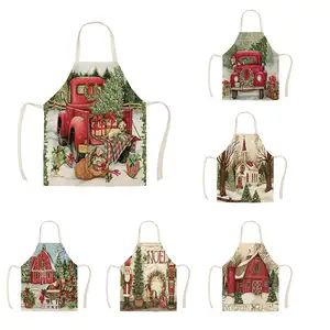 Фартук Кухонный из хлопка и льна, без рукавов, с принтом 