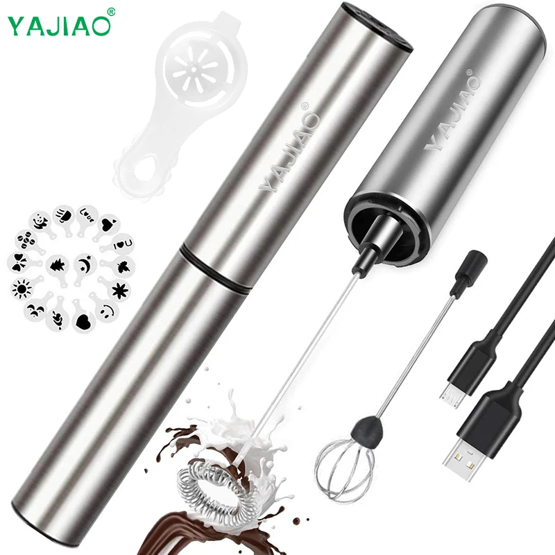 

YAJIAO Electric Milk Frother Electric Foam Maker Stirrer Rechargeable Foamer Frothing Wand Hand Blender for Coffee