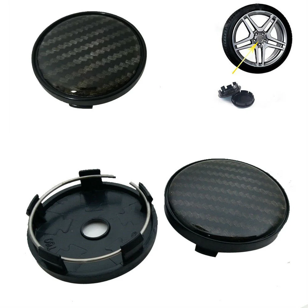 

4Pcs Black Universal Car Tuning Carbon Fiber Auto Car Wheel Hub Center Caps Cover 60mm Plastic Decorate Car Accessories