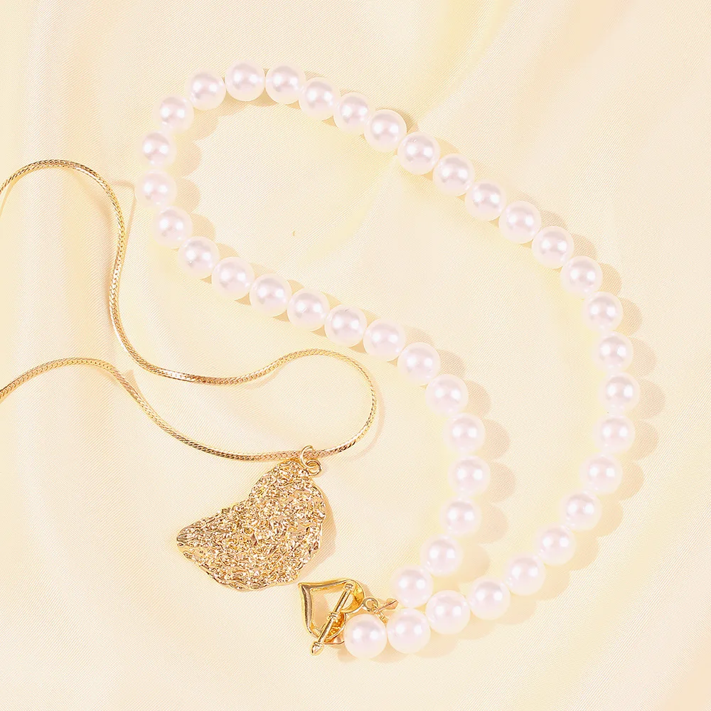 Новый дизайн имитация жемчуга Двухслойное колье модное металлическое ожерелье с