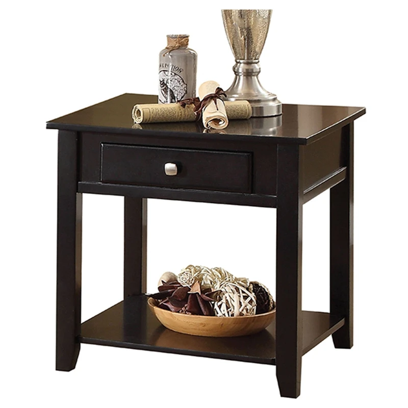 

End Table Nightstand Side End Table For Living Room And Bedroom With 1-Drawer And Storage Shelf Black End Table