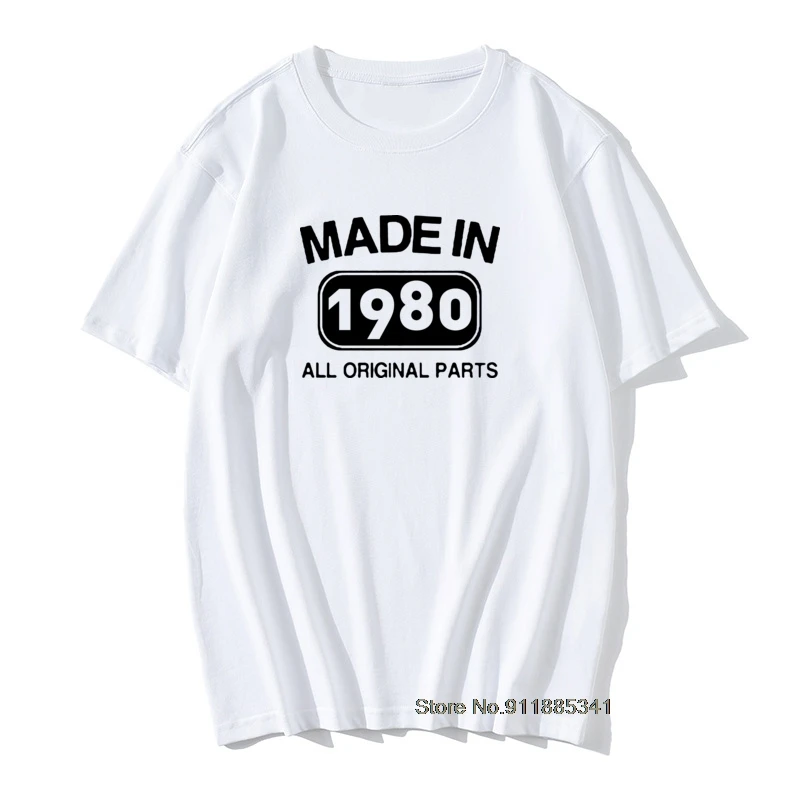 

Made in 1980 Birthday funny T Shirt 41 Years Present Male Vintage Print Cotton TShirts Design Anniversary Tops Tees