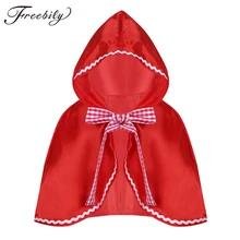 Red Kids Girls Hooded Cloak Cape Halloween Cosplay Party Costume Dress Up Hooded Cloak Baby Little Girls Red Riding Hood