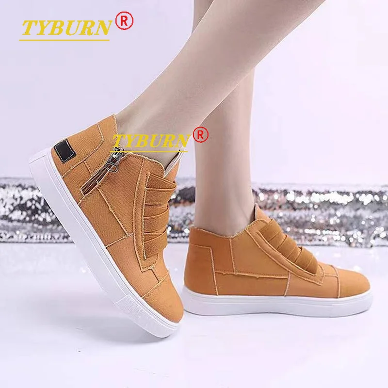 

TYBURN2021 Ladies Flat Platform Shoes Ladies Elegant Sneakers Ladies Autumn Leisure Zipper Fitness Tennis Women's Non-slip Shoes