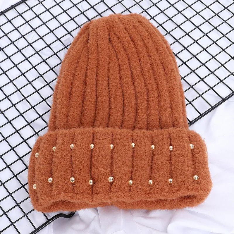 Зимняя шерстяная шапка женские облегающие шапки мягкая из мохера Женская