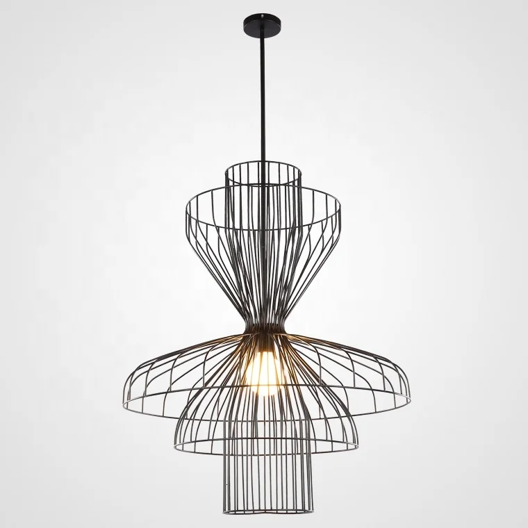 Винтажная промышленная Подвесная лампа с металлическими стержнями люстра в