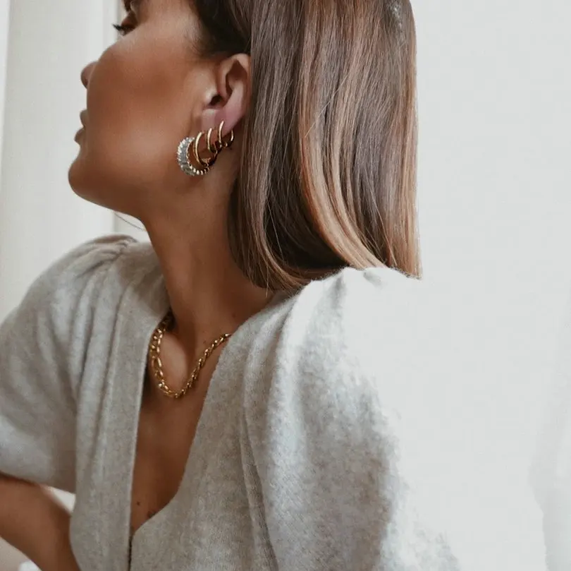 Женские серьги-кольца из нержавеющей стали водонепроницаемые Модные золотистые