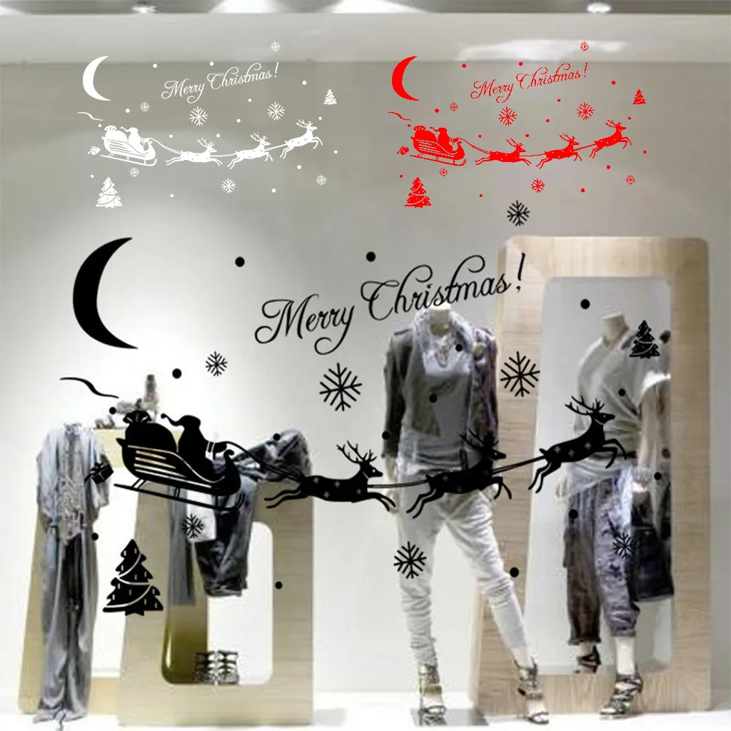 Рождественские наклейки на окна снежинки зимние стену детская комната