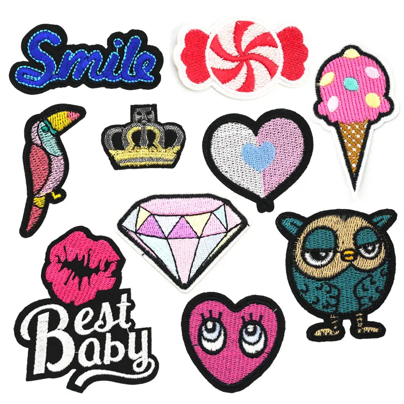 Милые Мультяшные нашивки вышитые наклейки железные на одежду сумки шляпы обувь