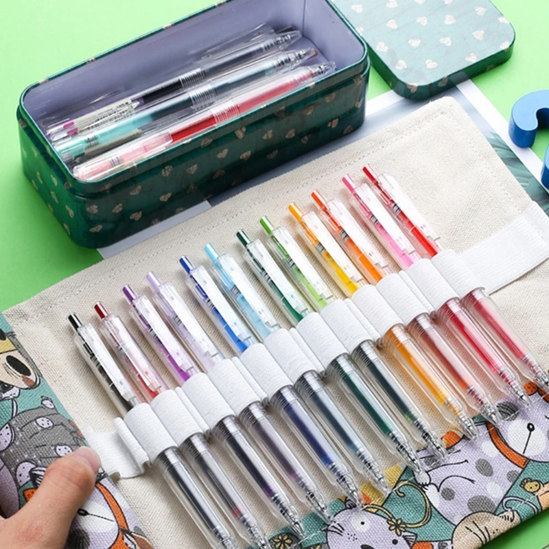 

24 Colors/Lot Retractable Gel Pen 0.5mm Color Ink Gel Ink Pens For School