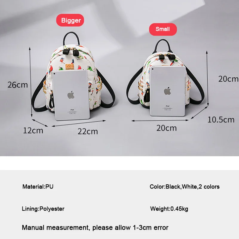 

Women Small Pu Leather Backpacks Fashion iPad Shoulder Schoolbag for Girl Mini Summer Fresh floral Female Mochila