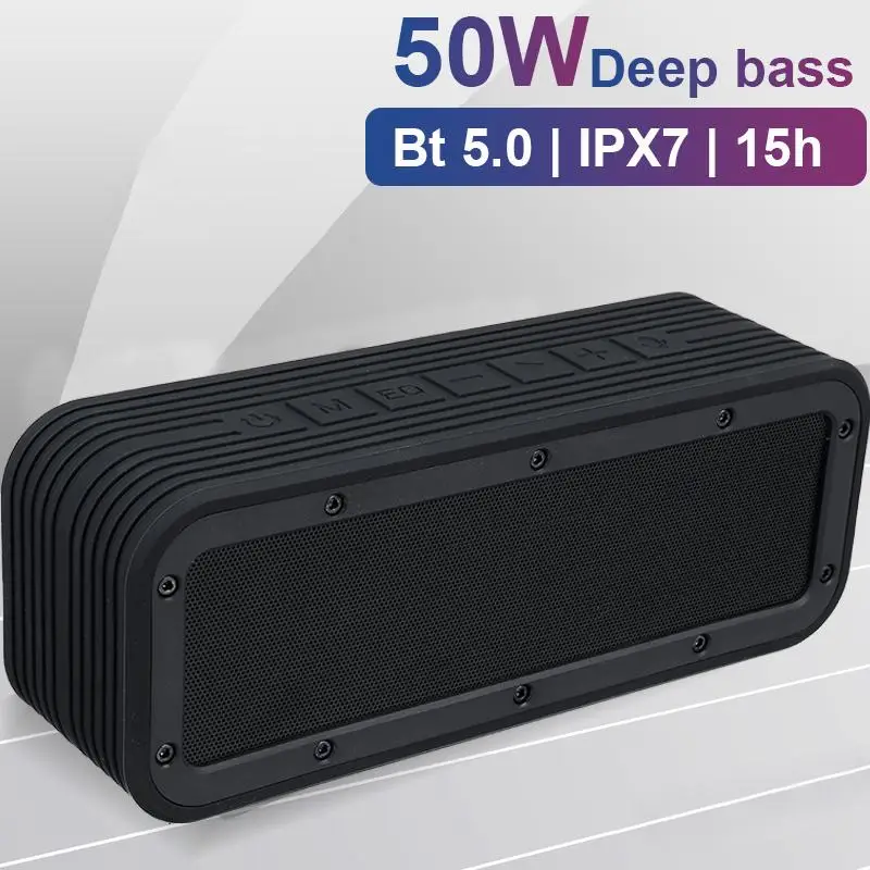 

50W column Bluetooth speaker IPX7 waterproof wireless HIFI high power speaker Super bass DSP subwoofer music center sound bar