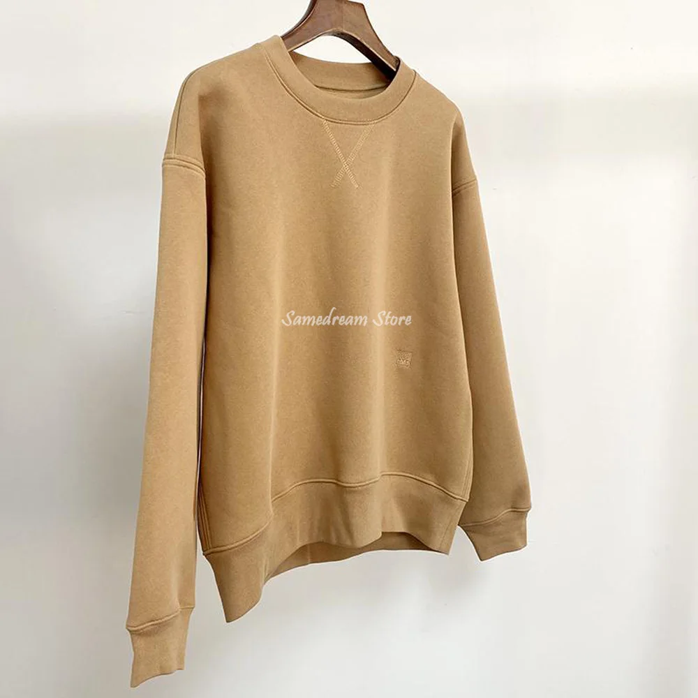 

Женский свитшот из смеси шелка и хлопка, Простой повседневный однотонный Дамский флисовый свитшот с круглым вырезом и длинным рукавом и бук...