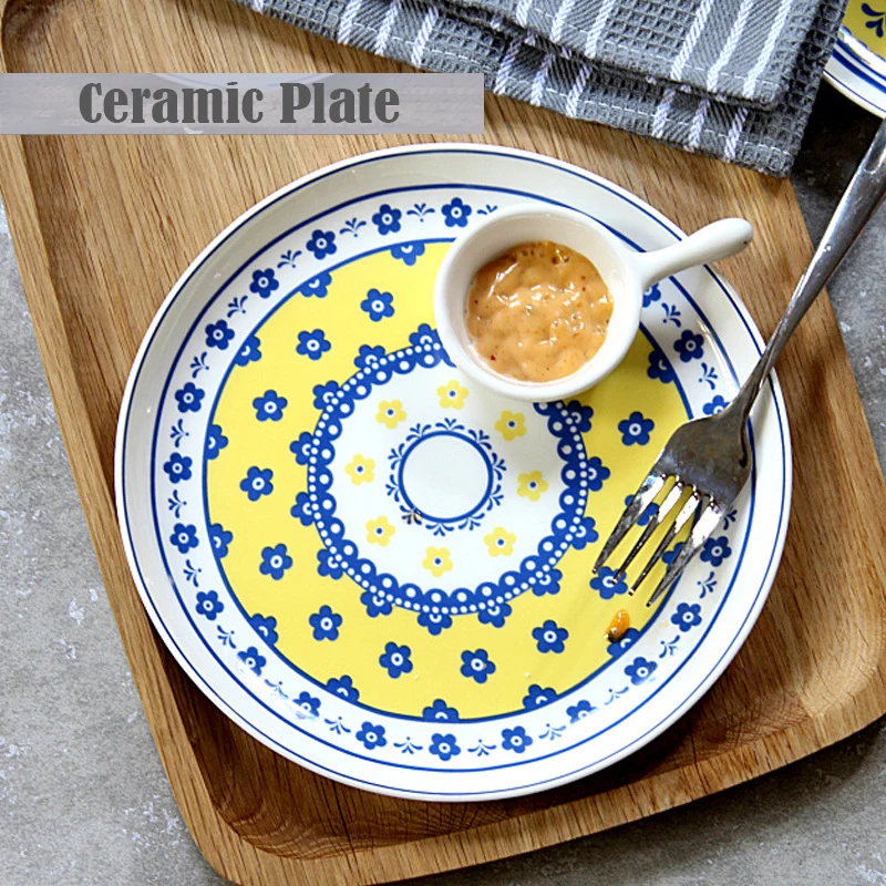 Керамическая тарелка 8 дюймов круглая креативная в этническом стиле бытовая