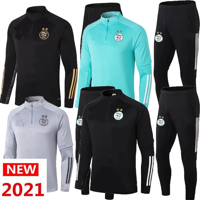 

2021 Algeria Men+Kids soccer tracksuit jacket Survetement 20 21 maillot de foot FEGHOUL MAHREZ BOUNEDJAH football training suit