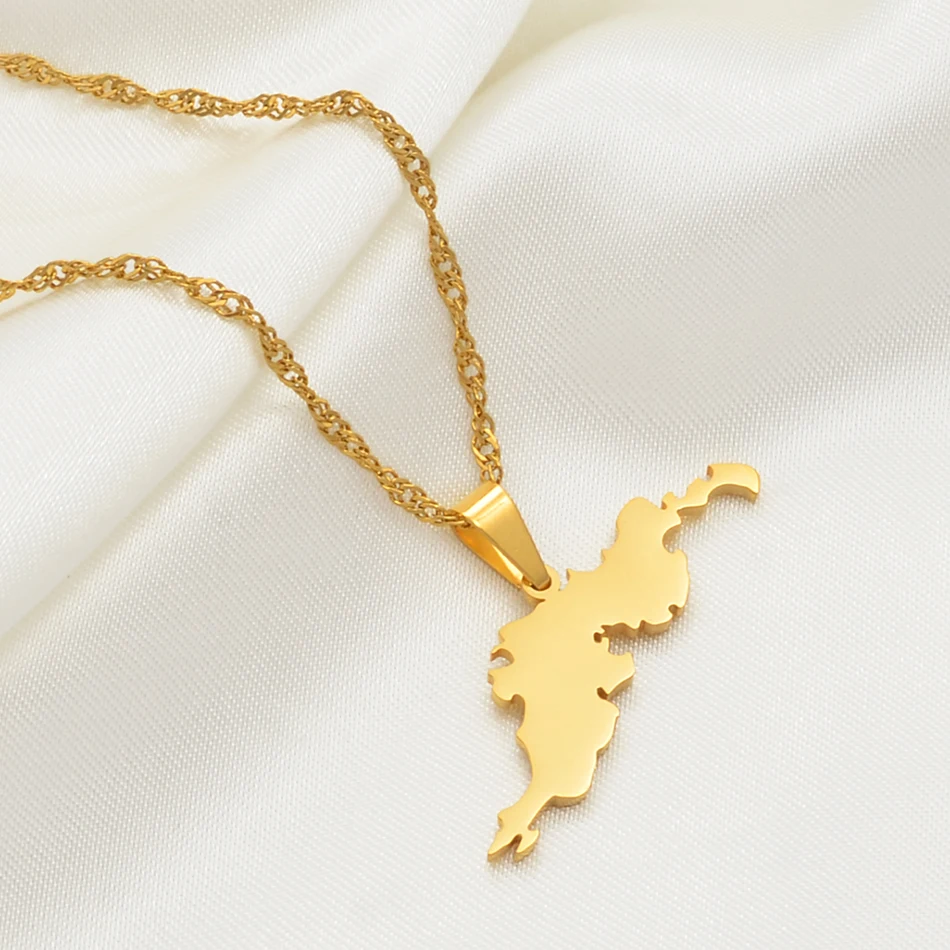 Колье на цепочке Anniyo с пендантом карты Британских Виргинских Островов Тортола BVI для женщин и девочек ювелирных изделий #115621.