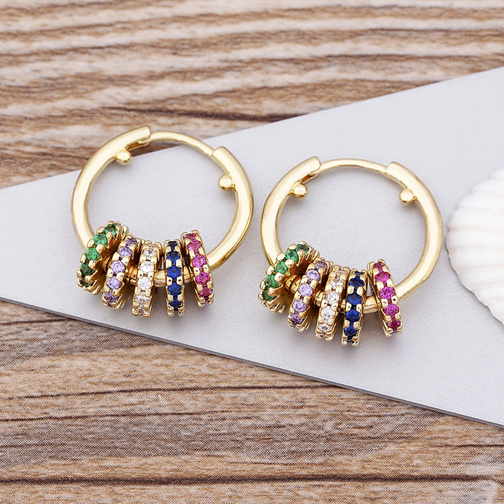 

Fashion Round Colorful Cubic Zirconia Dangle Earrings Copper Hoop Drop Earrings For Women Wedding Statement Charm Jewelry Gift