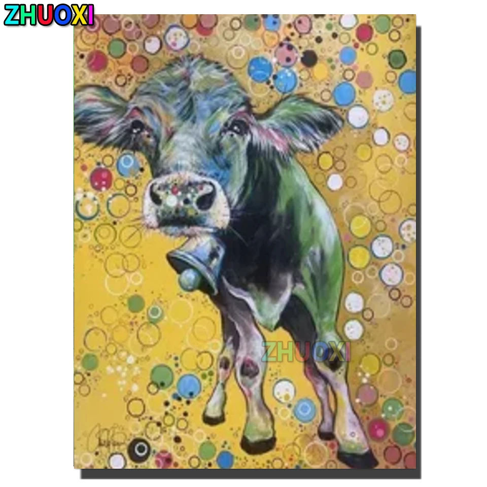 

Diy Diamond Painting Animal Cow Full Square Round Diamond Embroidery Rhinestone Mosaic Handmade Home Decorative Gift