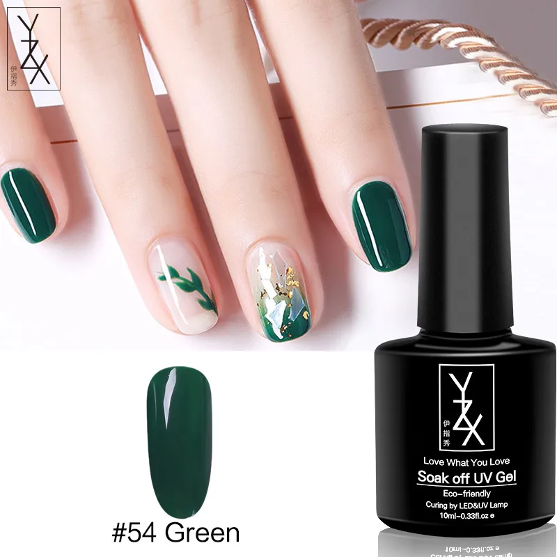 Color54Green YXZ УФ/светодиодный гель для ногтей Soak Off 10 мл Toenail эмалевый лак Черный молочный белый желтый зеленый красный лак для ногтей для милых женщин - Цвет: Color54Green