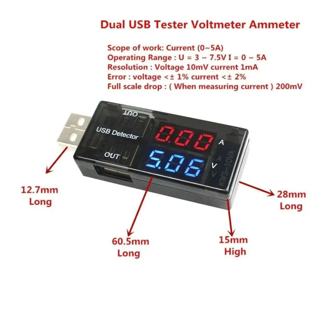 USB Current Voltage Capacity Tester Volt Current Voltage Doctor Charger Capacity Tester Meter Mobile Power Detector Battery Test