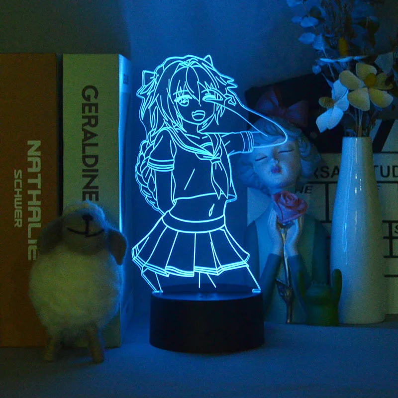Fate Apocrypha Figurine Astolfo 3D Silhouettes Lighting Acrylic Desk Lamp Anime Light Art Deco Rider Of Black Manga Figure Gift images - 6