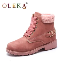 OLEAK/зимние женские ботильоны на платформе с металлическим