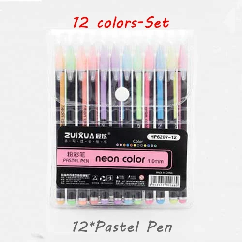 12 pcs PASTEL PEN 12/24/36/48 Цвета/Набор для нанесения хайлайтера гелевая ручка с блестками для раскраски журналов для рисования Рисование Живопись Цветной маркер для рисования - Цвет: 12 pcs PASTEL PEN