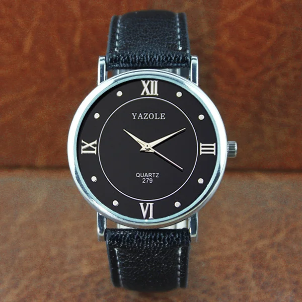 YAZOLE новые мужские часы бизнес-модели дикие Модные простые кварцевые с кожаным