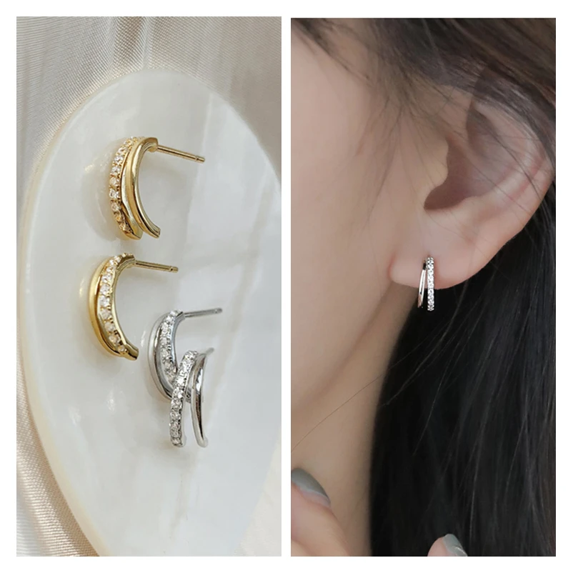 

Top Quality Earrings For Girls Piercing Party Accessories Female Charms Gold Stud Earring Women Jewelry With Shining Stones