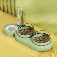 automatic cat bowl water dispenser water storage pet dog cat food bowl food container with waterer pet waterer feeder