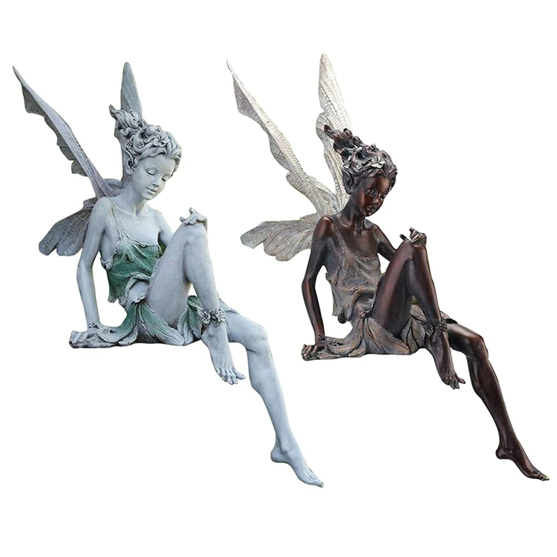 

And Turek Sitting Fairy Statue Garden Ornament Resin Craft Landscaping Yard Decoration Home Garden