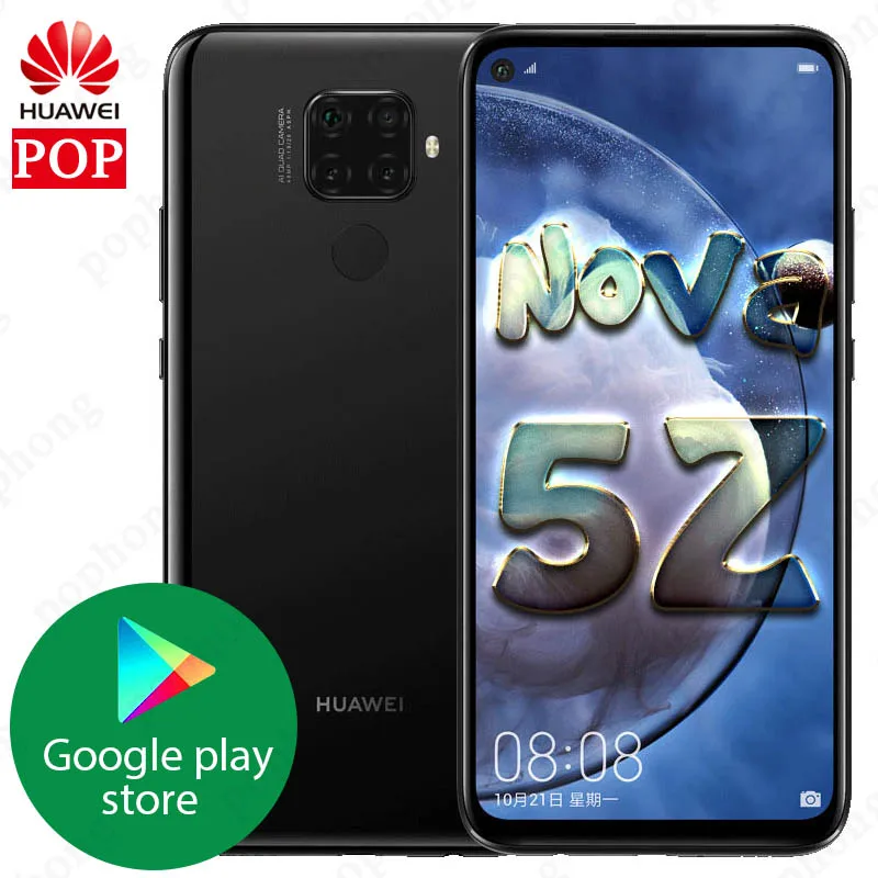 HUAWEI Nova 5z мобильного телефона 6 26 дюймов Kirin 810 Ai Octa Core ГБ 64 Android 9 0 отпечатков пальцев