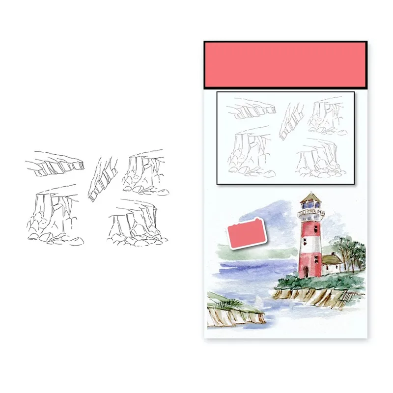 

Cliff Hillside Pattern Clear Stamps For DIY Making Watercolor Painting Greeting Card Scrapbooking No Metal Cutting Dies 2021 New