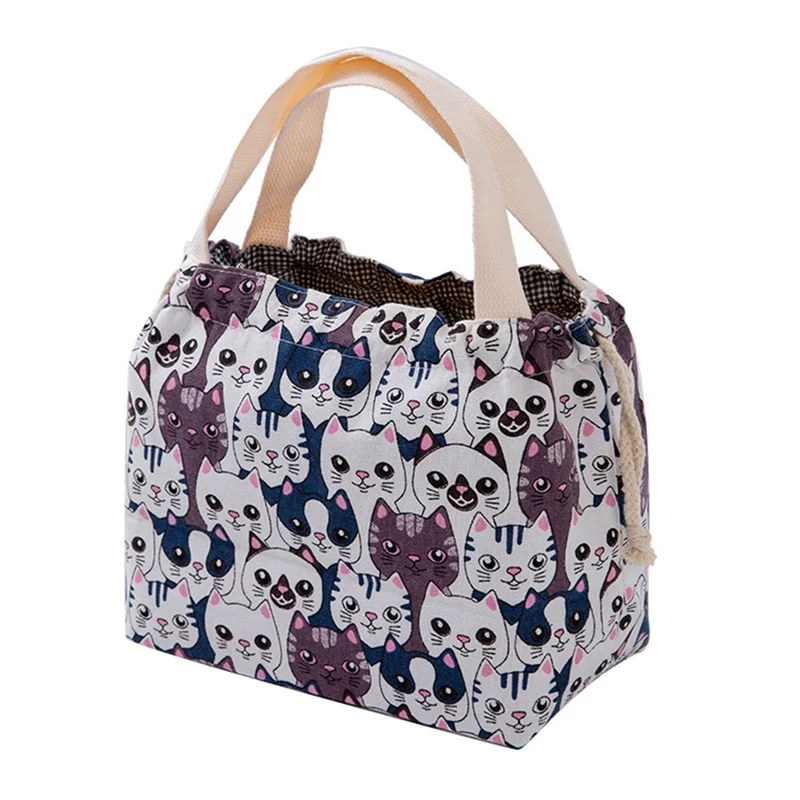 Водонепроницаемая переносная сумка для ланча из хлопка и льна изоляционная