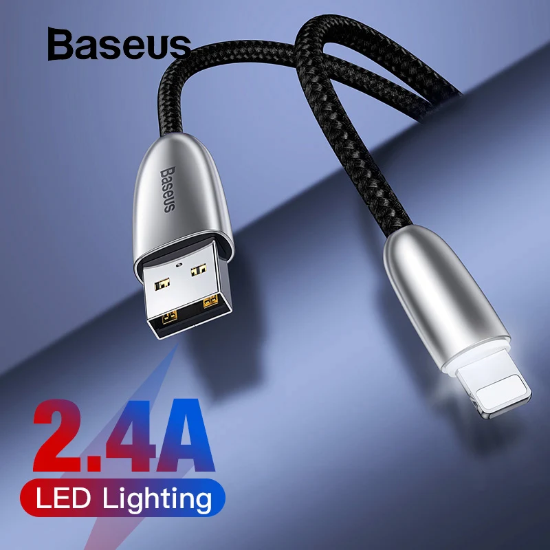 Baseus USB кабель для iPhone XR Xs Max Xs X 8 7 6 6s Plus 2.4A кабель для быстрой зарядки для iPhone кабель для зарядного устройства кабель для передачи данных Шнур