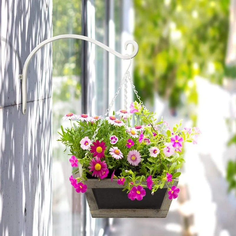 

Hanging Basket Bracket 12 Inch 2 Wall-Mounted Hanging Basket Hooks for Outdoor Flower Baskets, White, for Feeding Bird