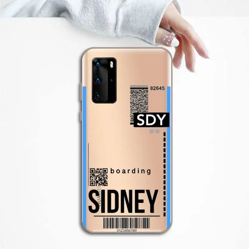 

Air ticket travel world airplane Phone Case Transparent for Huawei P honor 8 10i 20 30 40 smart 2019