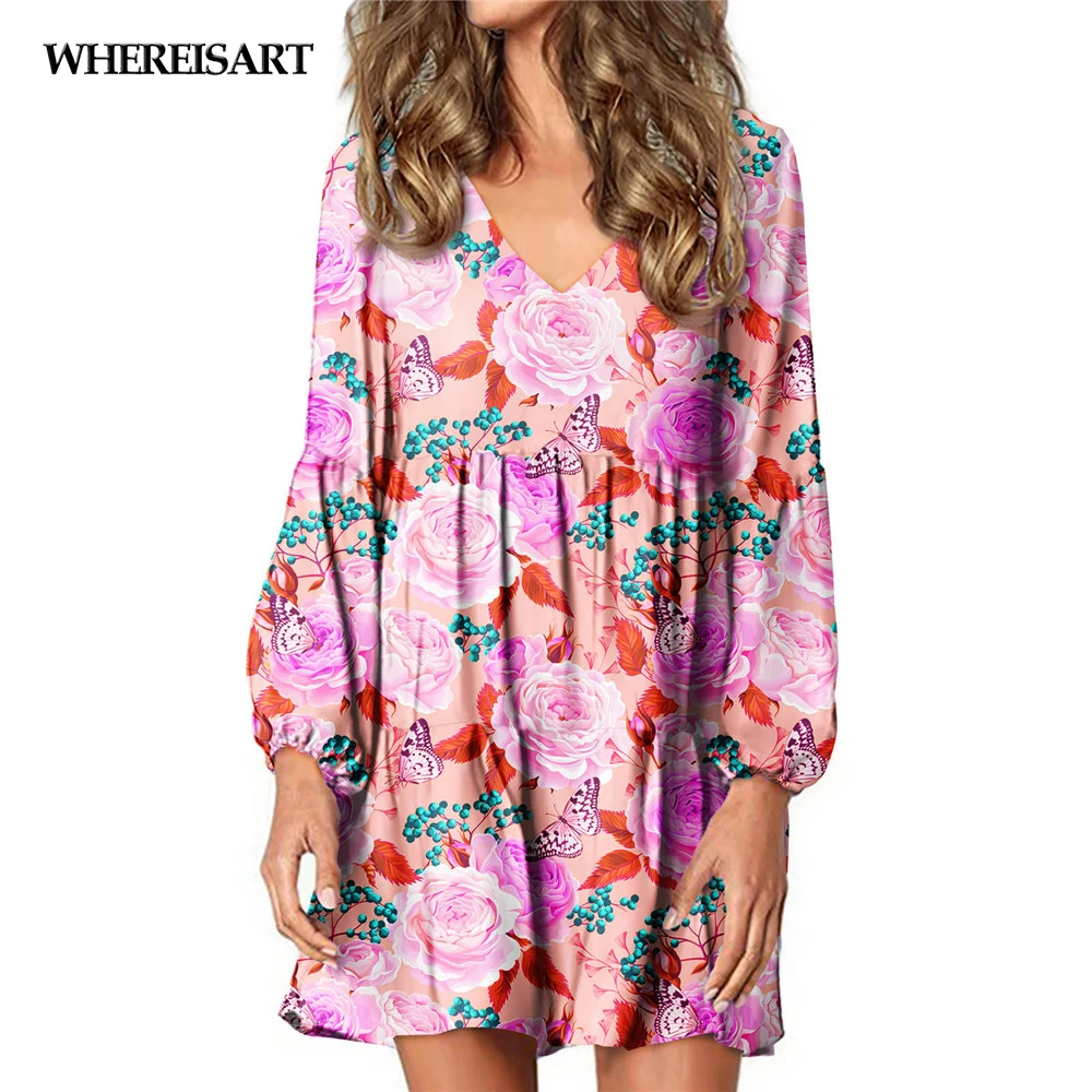 WHEREISART Распродажа Модная одежда сезоны весна женское платье с v образным воротом