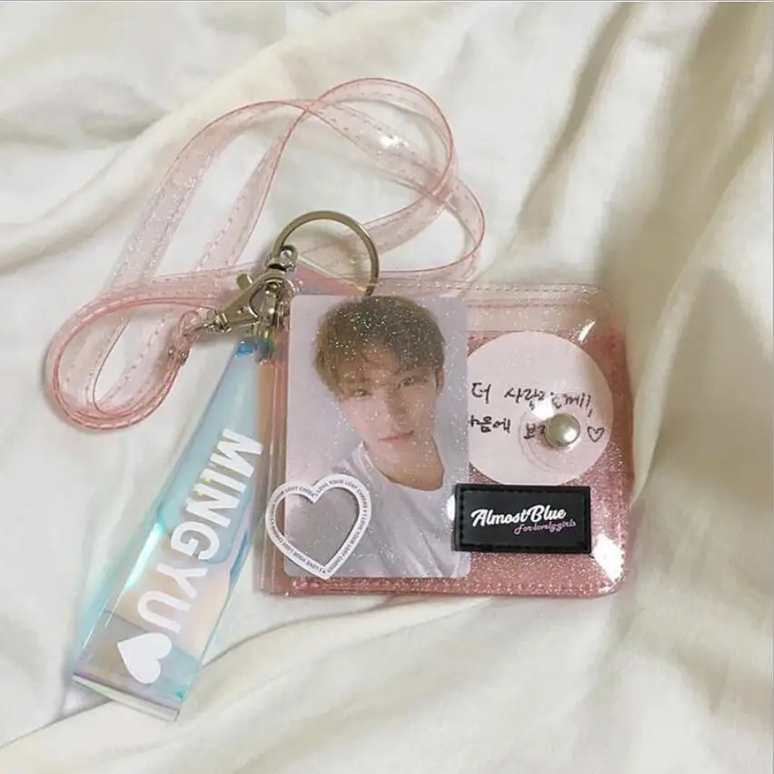 Милая лазерная прозрачная упаковка ID Держатель карты кошельки ПВХ складной