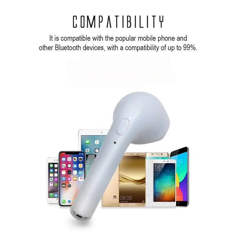 Беспроводные наушники Bluetooth 5 0 i7 для Samsung Xiaomi Huawei Vivo Oppo Phone 3D спортивные одно правое