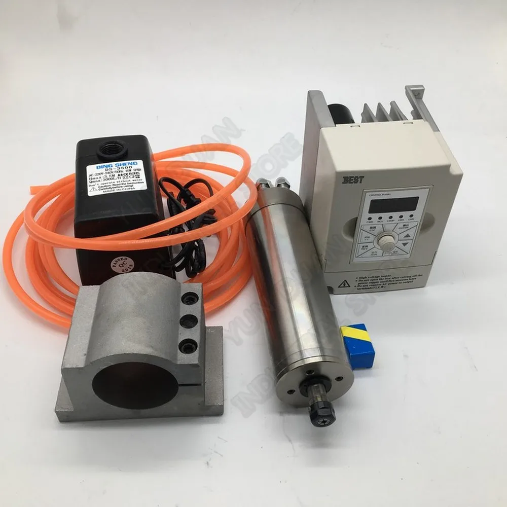 

1.2KW 60000 об/мин ER11 62 мм с наружной резьбой 220V 1000 Гц с водяным охлаждением AC мотор шпинделя 1.5kw с частотно-регулируемым приводом + насос + комплект зажимов для фрезерный станок с ЧПУ гравировальный из АБС-пластика ПВХ