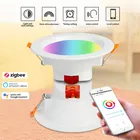 Смарт Zigbee умный светодиодный светильник 2,53,54 дюйма RGBW RGBCW вниз светильник потолочный светильник eWeLink SmartThings Alexa Google Home, оптовая продажа