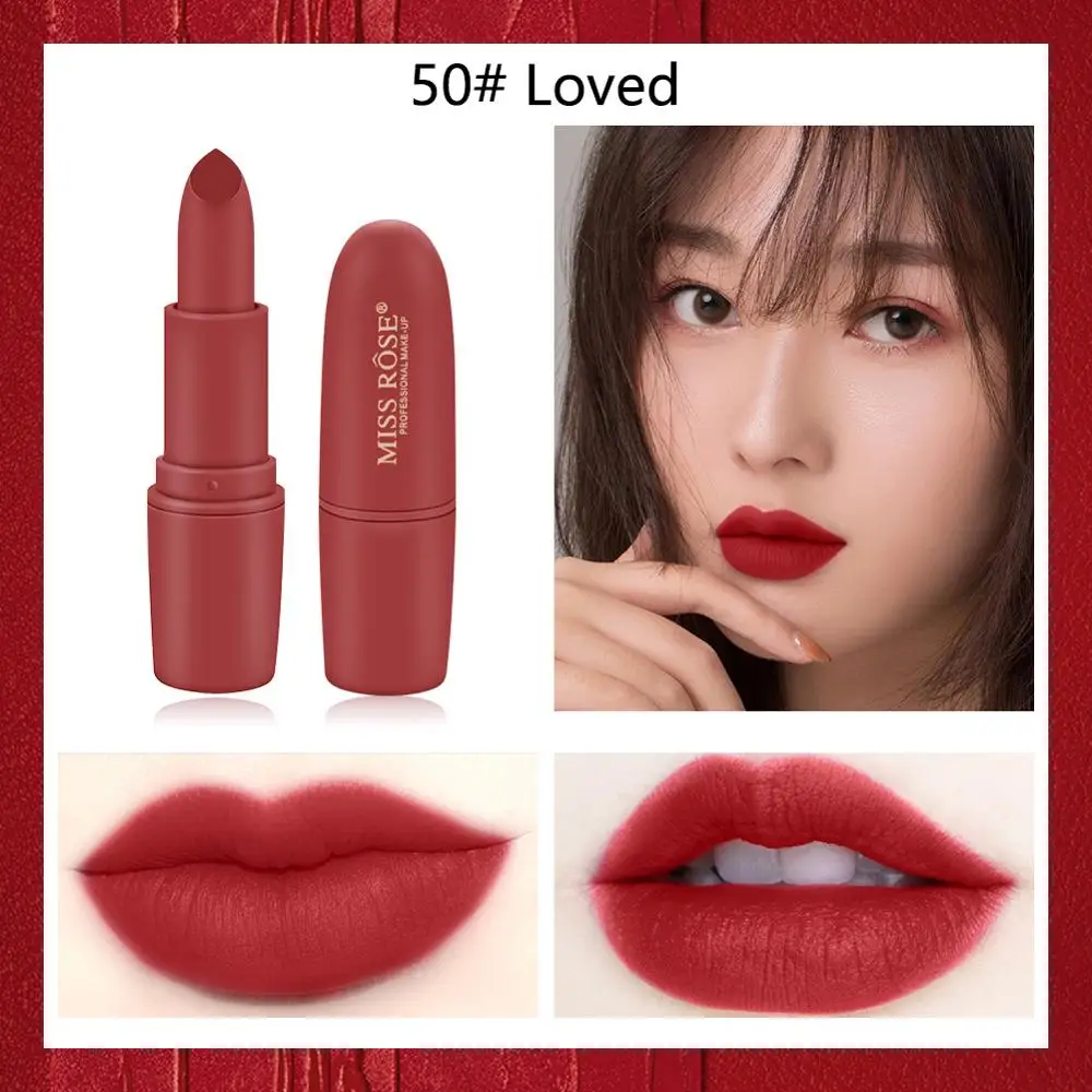 50 Miss Rose, матовая помада, сексуальная, красная, темная, вампирская, губная помада, водостойкая, стойкая, 7 видов цветов, 3,8, коричневая помада MS058 - Цвет: 50