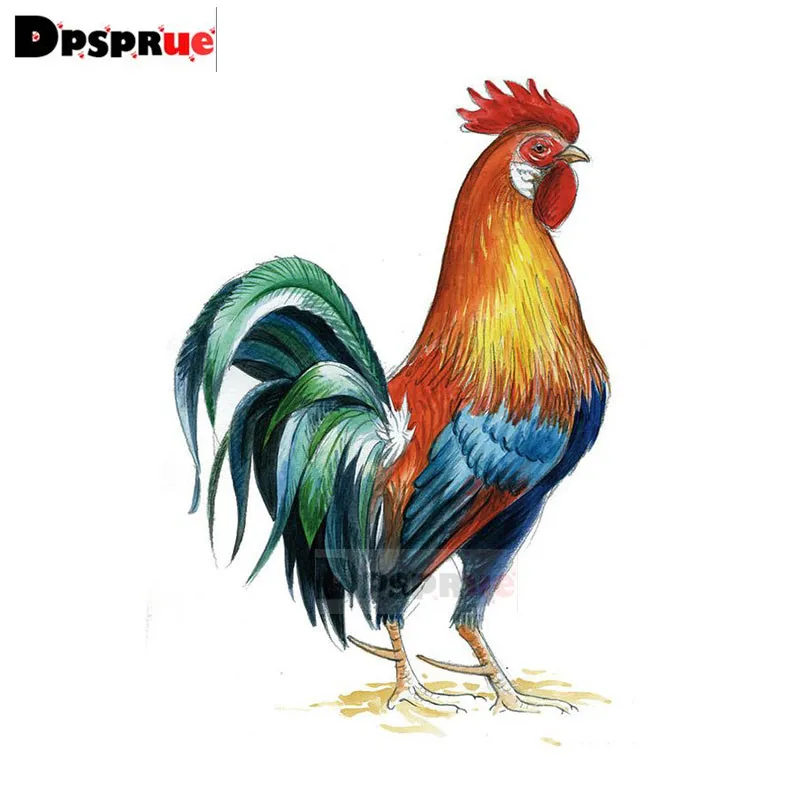

Dpsprue Full Square/Round Diamond Painting Cross Stitch Diamond 3D Embroidery Cock Animal DIY 5D Moasic Home Decor Gift DP01