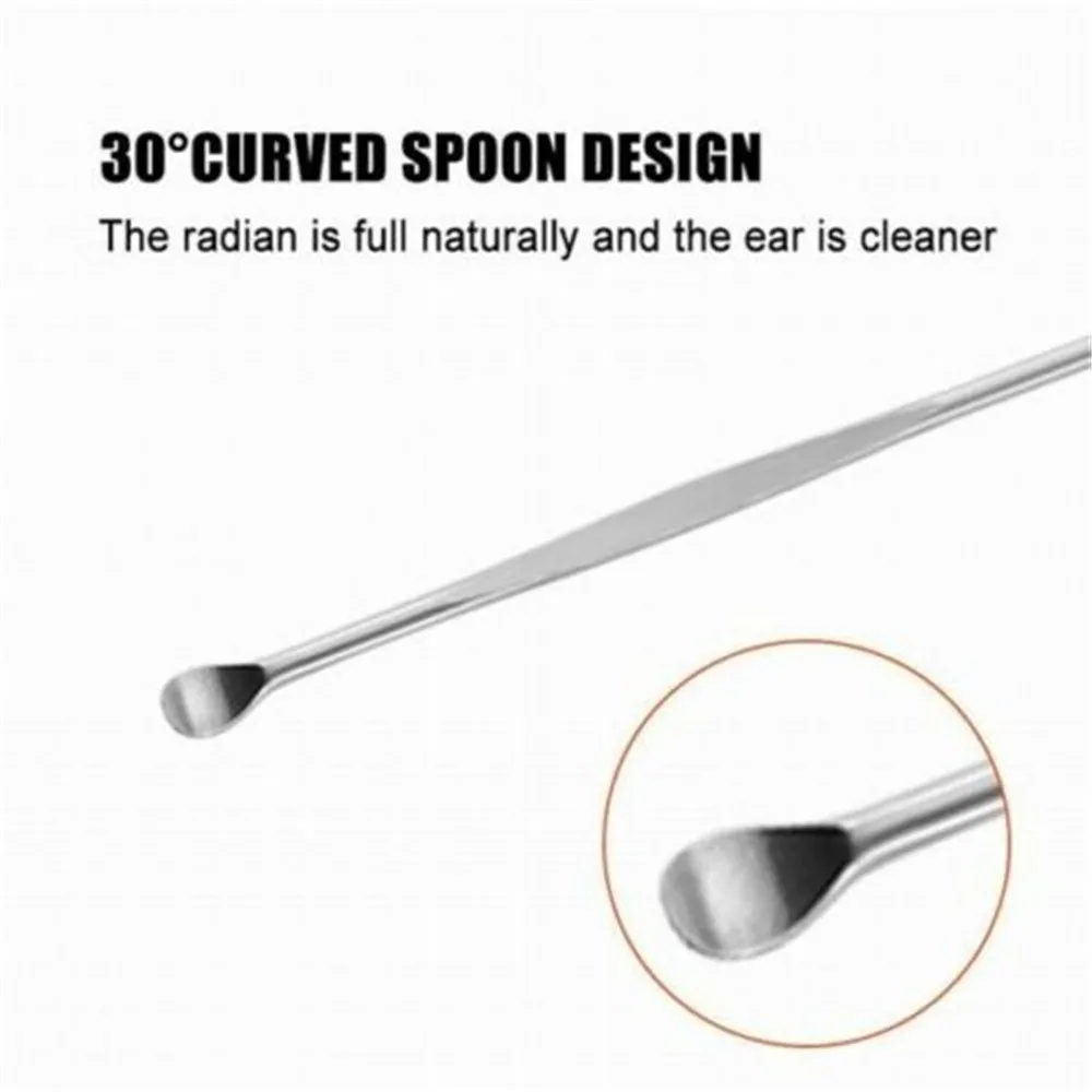 

6Pcs Ear Wax Remover Swab Curette Removal scoop ear pick Stainless Cleaner Box Ear Cleaner Spoon Care Ear Clean Tool
