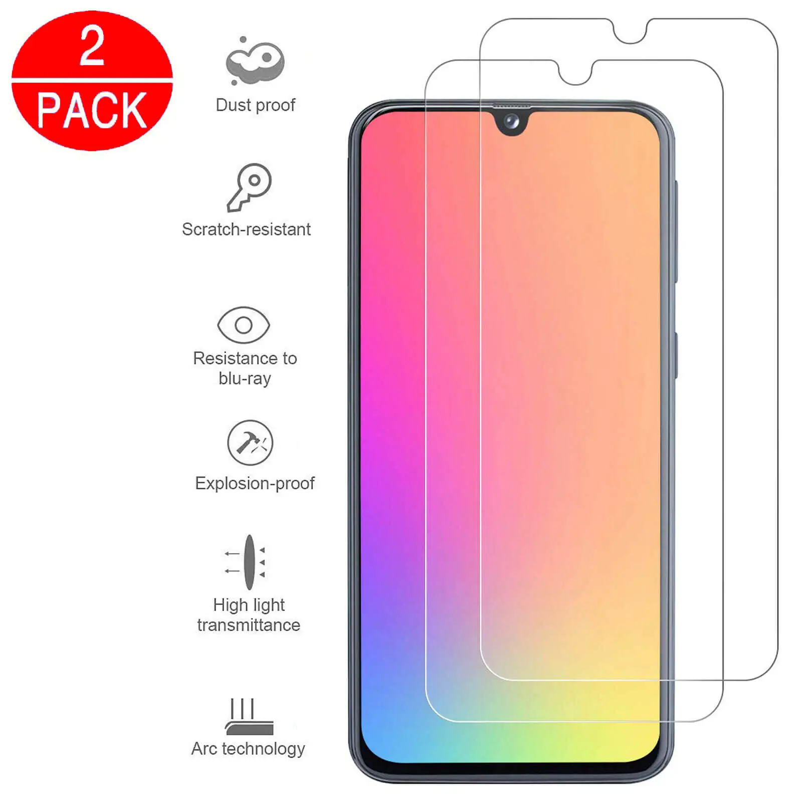 2 шт. закаленное стекло для samsung a40 a50 защитное защитная пленка экрана Safety Tremp на galaxy