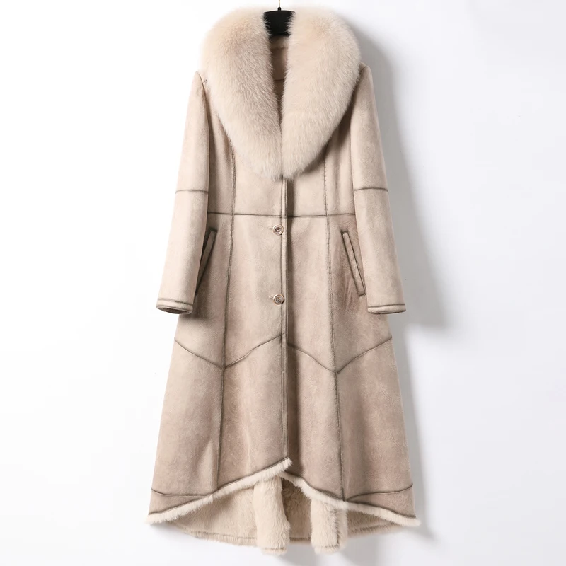 

Winter 2020 new rabbit fur integrated coat women long fox hair highland barley collar luxury fur coat belt